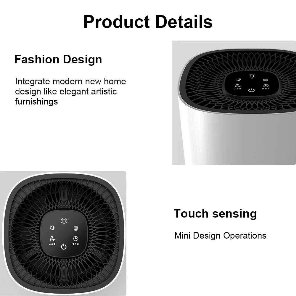 USB Air Purifier Deodorizing 210m3/H  1200r-2400r Air Cleaner for Home Offices Bedroom Air Purifier Desktop Filter Air Cleaner