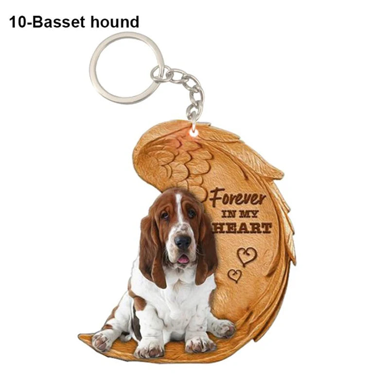 39 Style Cut Dog Forever In My Heart Angel Pendant Bag Keychain Car Key Chain Keyring Pet Jewelry Best Friends Gifts Accessories