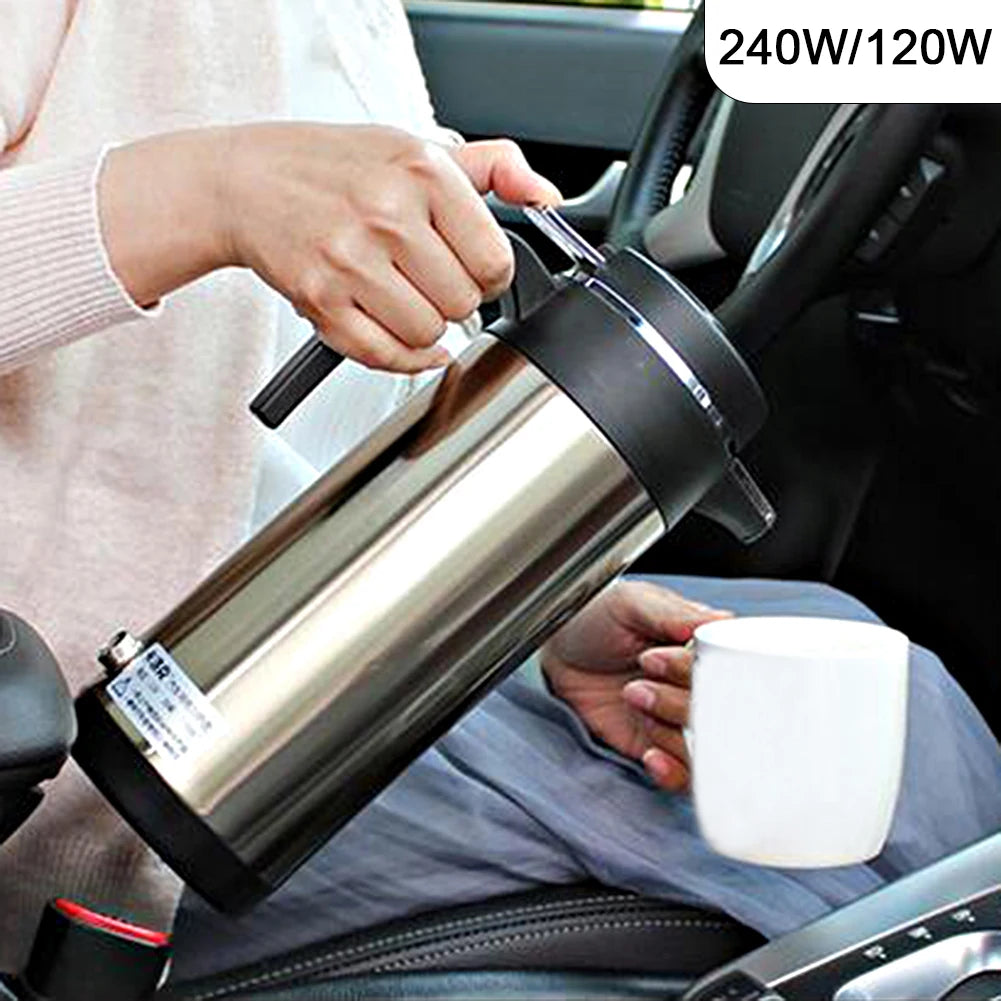 1200 ML Car Hot Kettle Portable Water Heater Leak-Proof Design 12/24 V Travel Electric Kettle Fast Boiling for Coffee Tea Drinks