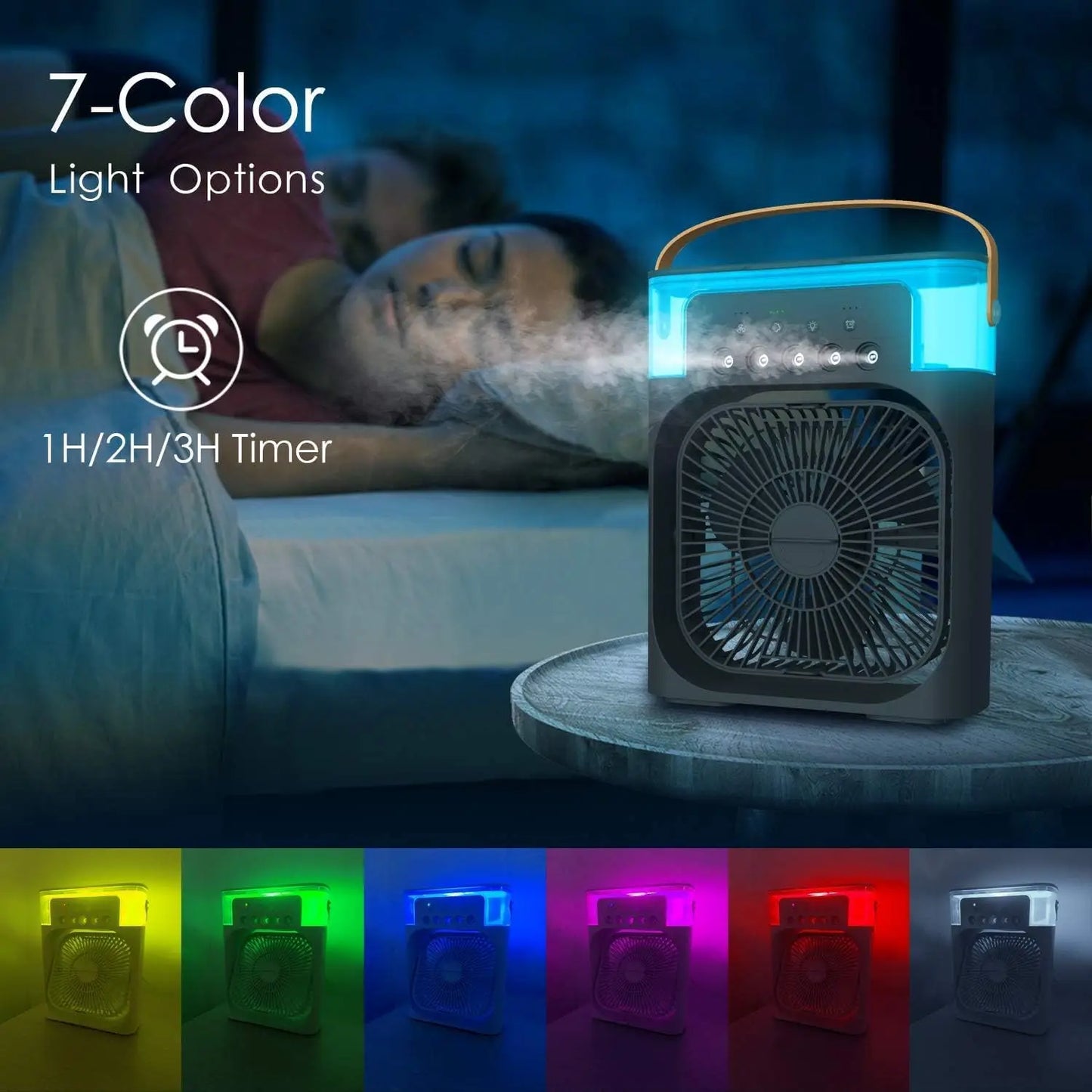 New 3 In 1 Fan AIr Conditioner Household Mini Air Cooler LED Night Light Portable Humidifier Air Adjustment Fan Office Home Fan