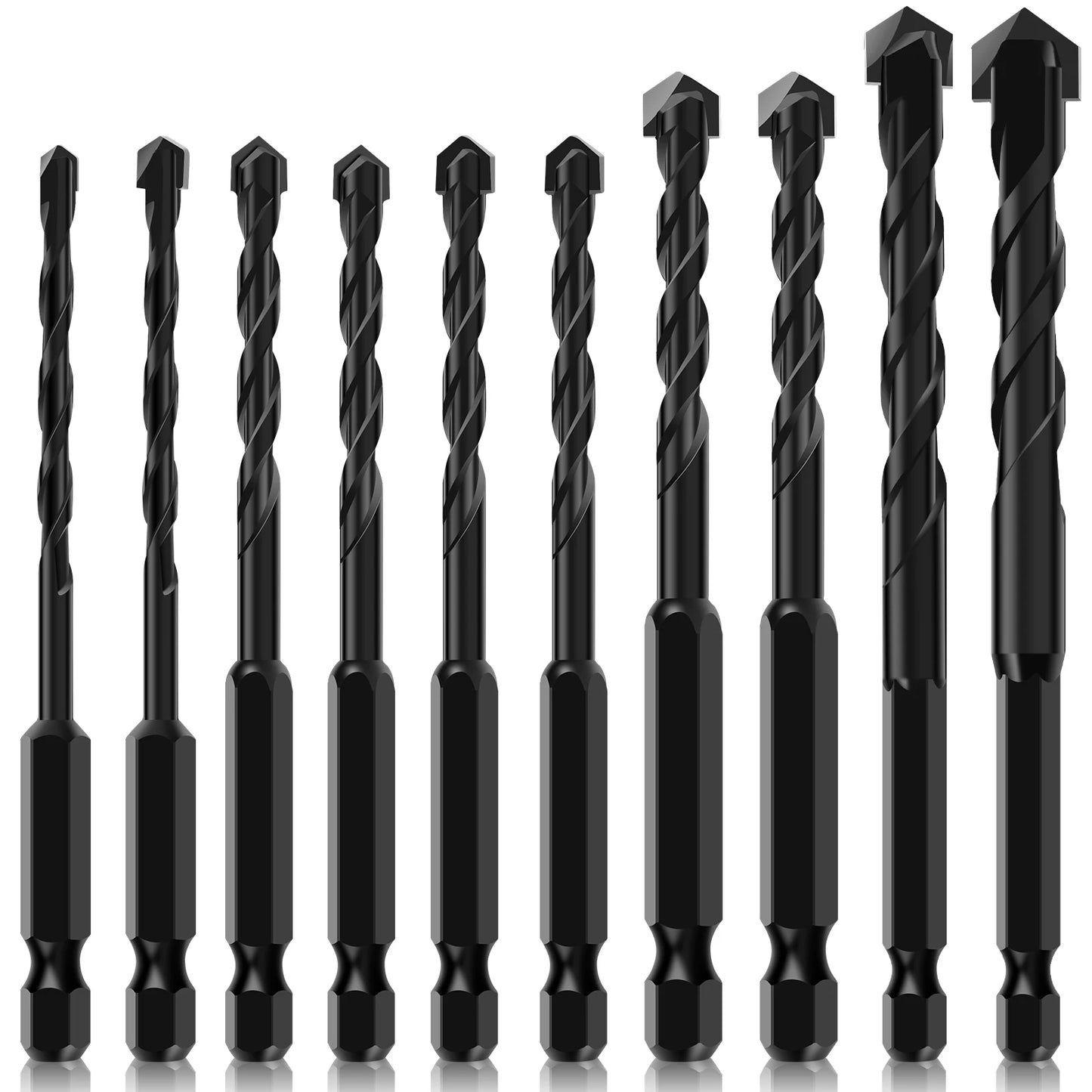 12PCS Concrete Drill Bit Set Masonry Drill Bit,Punching Drill Bit Cement Drill Bits for Concrete Brick Wall, Tile Glass Ceramic