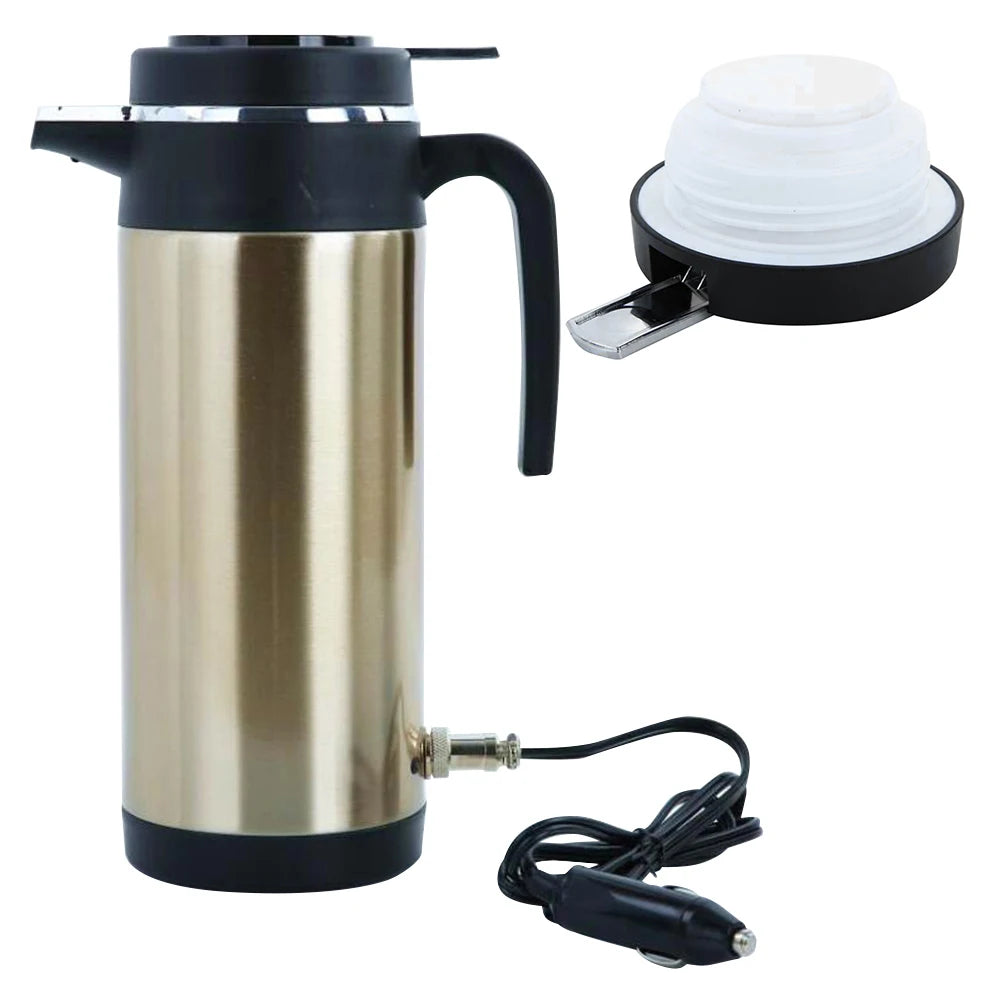 1200 ML Car Hot Kettle Portable Water Heater Leak-Proof Design 12/24 V Travel Electric Kettle Fast Boiling for Coffee Tea Drinks