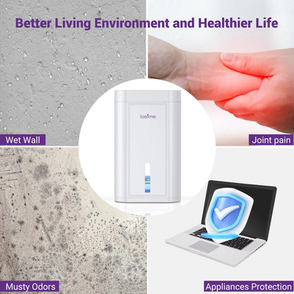 LOEFME 1L Tank Capacity Electric Dehumidifier for Home Condensation Moisture with Timer Silent Low Noise 35dB