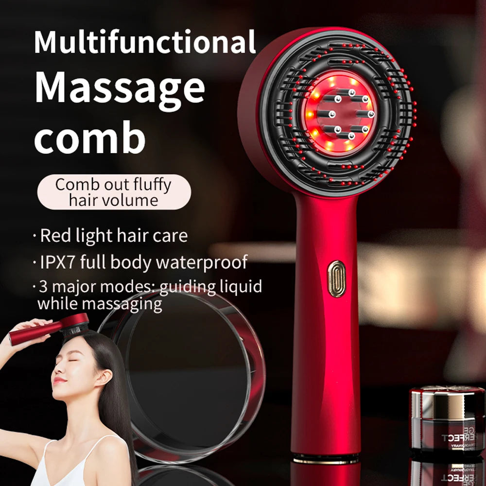 Red Light Scalp Therapy Comb Electric Massage Hairbrush for Minoxidil Solution Applicator Scalp Treatment for Hair Growth