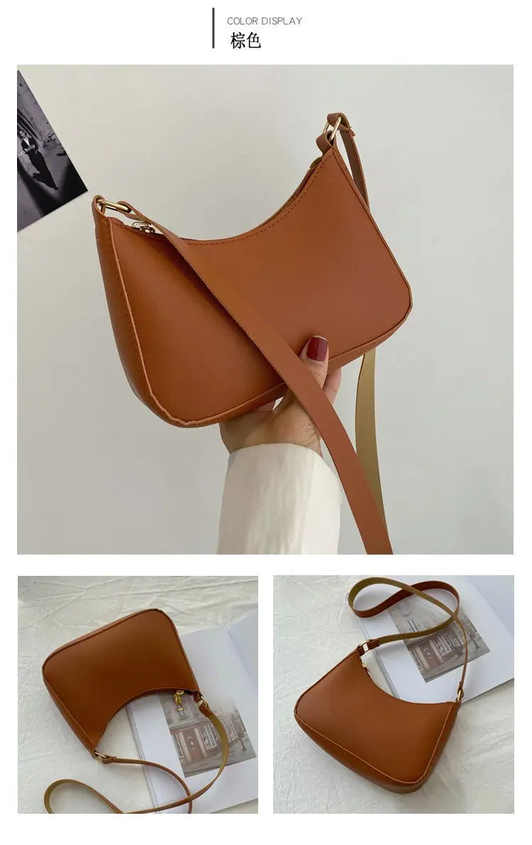 Women's Bag 2022 Trend Handbags Female Handbags Retro Solid Color PU Leather Shoulder Underarm Bag Ladies Shopper Hobos Bag