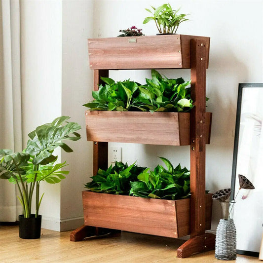 Wooden Vertical Raised Garden Bed, Vegetable Planter Box, Grow Vegetable Flower, Outdoor and Indoor, 3 Tier