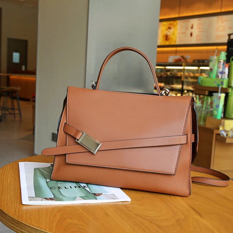 2024 high quality leather tote bags women square handbags luxury designer commuter shoulder crossbody bag large capacity