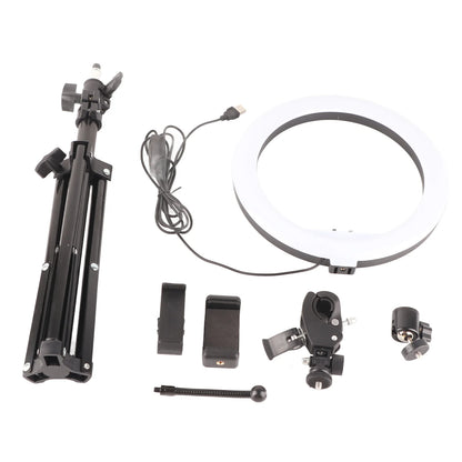 10 Inch Dimmable LED Ring Fill Light USB Camera Video Lamp with Tripod Phone Clip Set