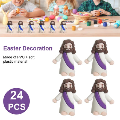 24Pcs Easter Christ Savior Jesus Figurines Little Jesus Figurine Mini Jesus Figures Tiny Jesus Figurine for Easter Egg Stuffers