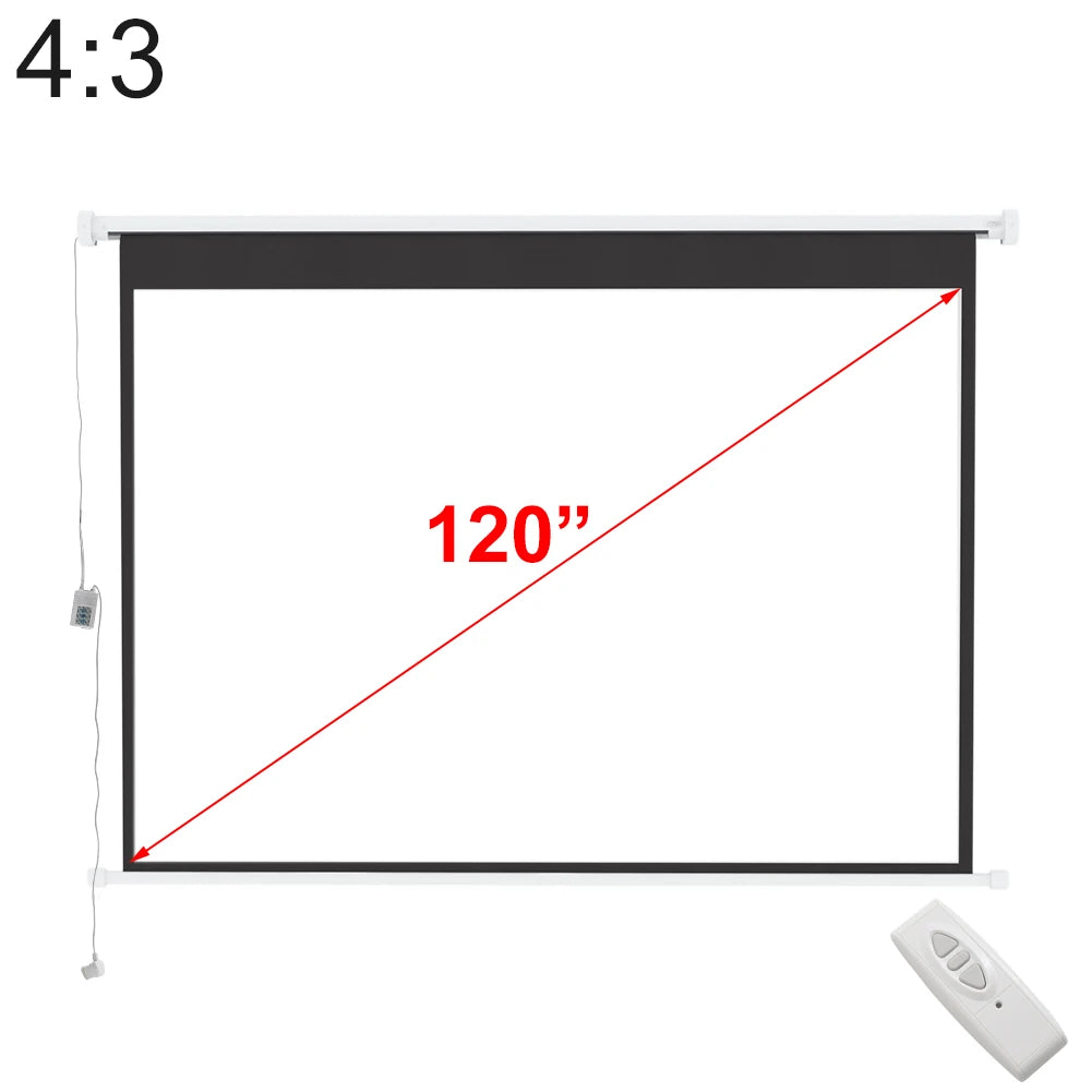 Wall/ Ceiling Mounted Electric Projector Screen for Home School Theatre Cinema 120 inch 4:3 Projection Screen