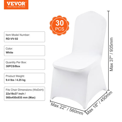 VEVOR 12/30/50/100Pcs Wedding Chair Cover Spandex Stretch Slipcover for Restaurant Banquet Hotel Dining Party White Chair Cover