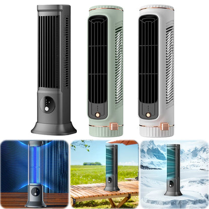 Summer Ventilation Fan Quiet Bladeless Fan USB Rechargeable 3 Speeds Vertical Horizontal Electric Fan for Outdoor Camping Hiking