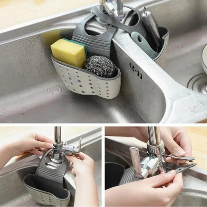 Sink Draining Basket Hanging Bag Faucet Sponge Shelf Dishwashing Sink No-punch Storage Storage Hanging Basket Organizing Rack