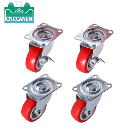 4PCS Heavy Duty Furniture Caster Wheels With Brake 360° Rotatable 2 Inch Swivel Rubber Roller For Trolley Furniture Wheels