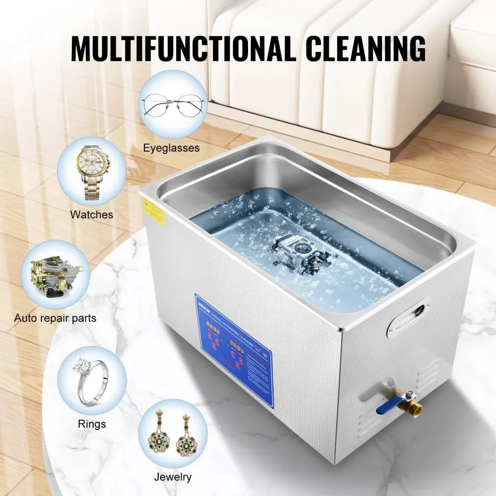 VEVOR Ultrasonic Cleaner Digital Timer  2L 3L 6L 10L 15L 22L 30L Stainless Steel Bath Jewelry Glasses Watch Cleaning Machine