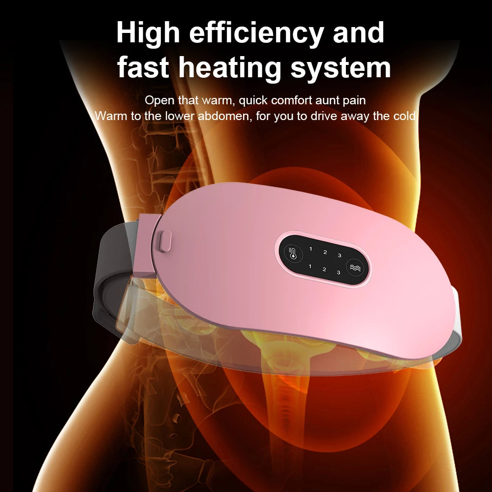 Electric Period Massager Cramp Warm Palace Belt for Menstrual Colic Relief Pain Waist Stomach Abdominal Vibrating Heating Belt