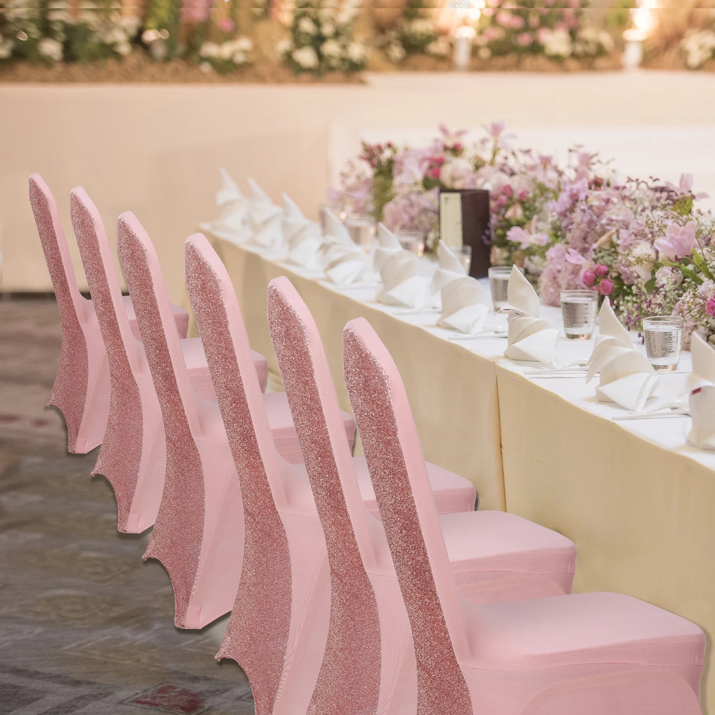 Polyester FOLDING CHAIR COVERS, Wedding Banquet Decor, White and Pink, 10 PCs, 50 PCs, 100PCs