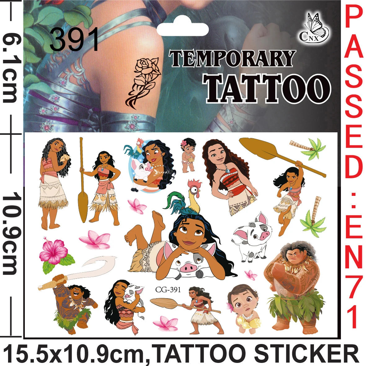 1/4/8pcs Moana Party Favor Temporary Tattoos Stickers Birthday Party Supplies Decorations Gifts for Boys Girls Classroom Rewards