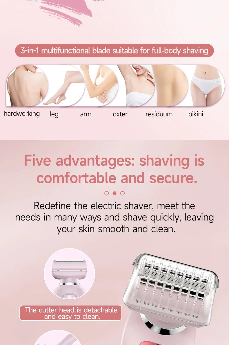 Electric Razors Shaver for Women, 2 in 1 Bikini Trimmer for Women, IPX7 Waterproof Pubic Hair Trimmer Women Wet & Dry Use