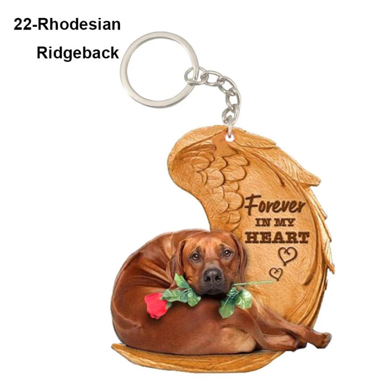 39 Style Cut Dog Forever In My Heart Angel Pendant Bag Keychain Car Key Chain Keyring Pet Jewelry Best Friends Gifts Accessories