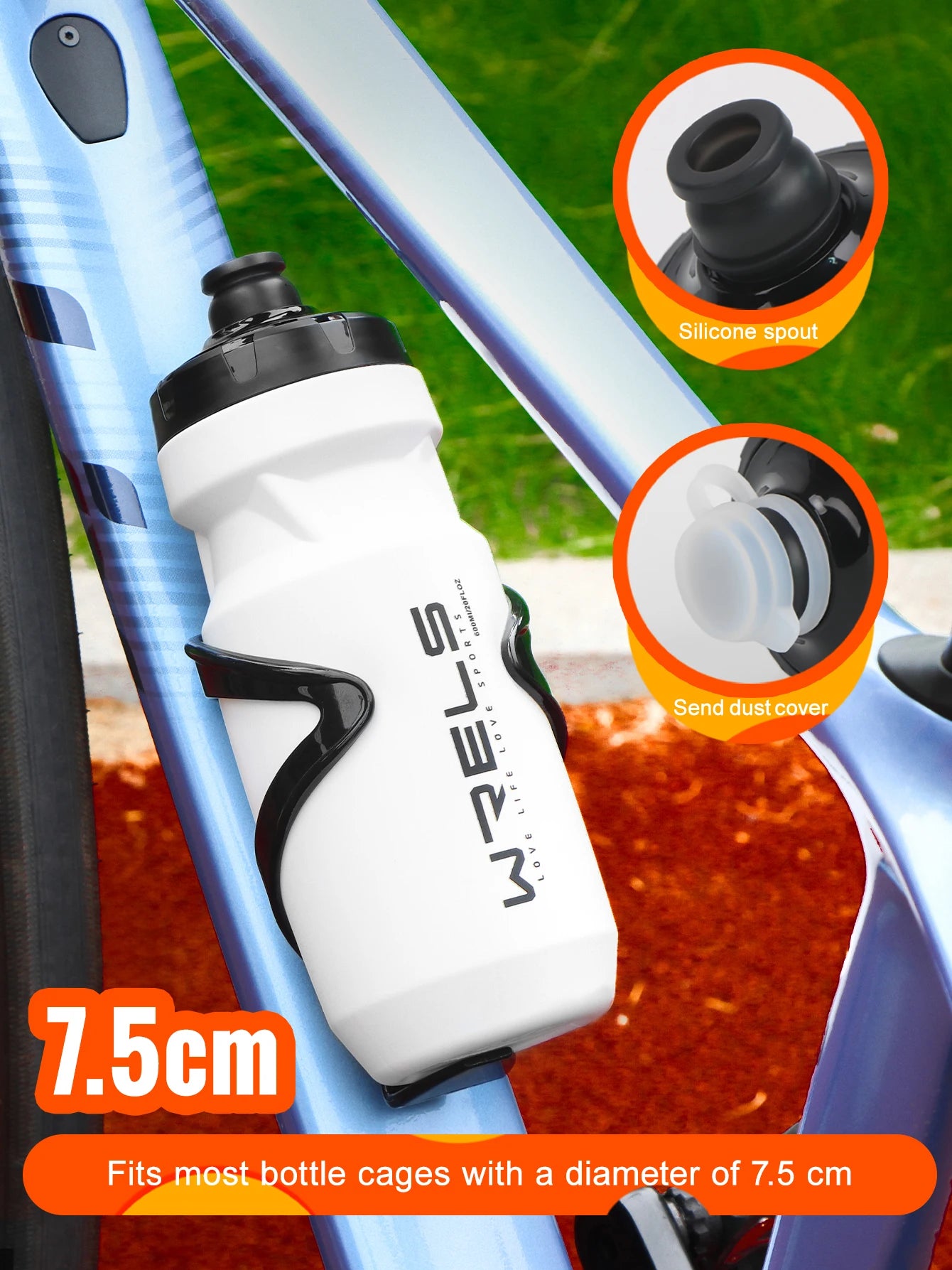 WRELS Bicycle Water Bottle 600ml Bike Bottle Outdoor Sport Cycling Kettle Bottle Bike Portable Bike Cup