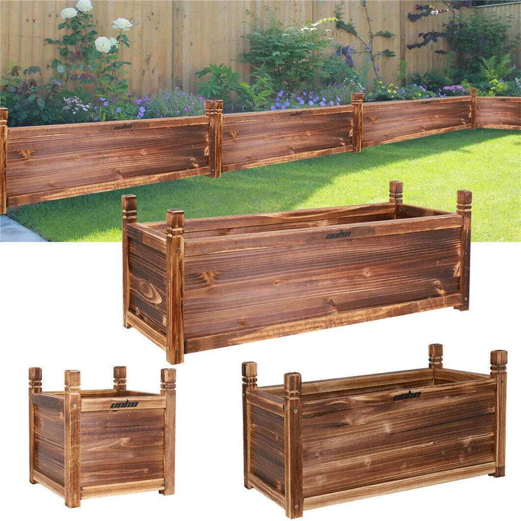 Wooden Raised Flower Bed Indoor Outdoor Vegetable Herb Planter Pot Garden Bed Flower Display