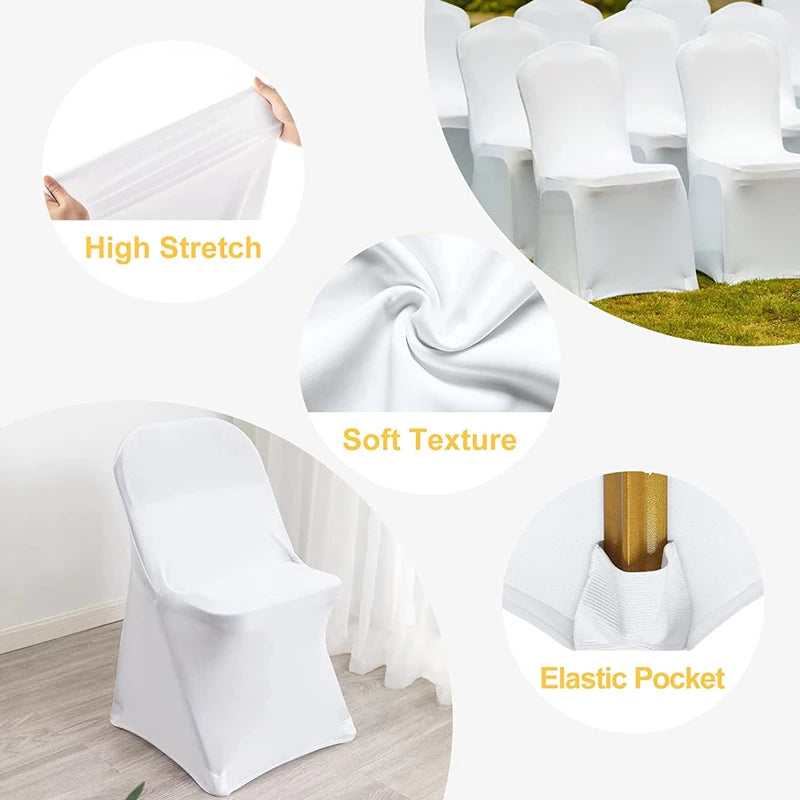 New 10-1PC White Wedding Chair Cover Spandex Stretch Slipcover Restaurant Banquet Hotel Dining Party Universal Chair Cover Decor