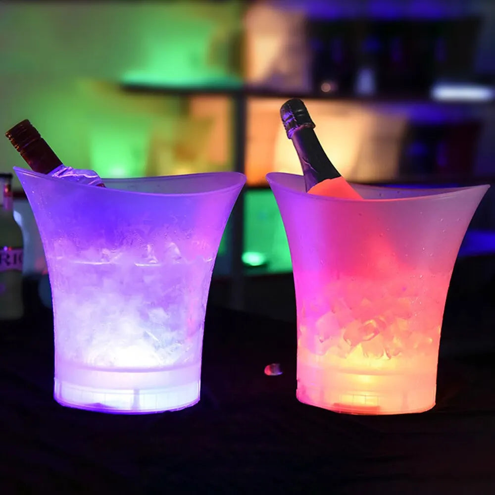 5L 6 Color LED Ice Bucket Waterproof Plastic Light Up Champagne Beer Buckets For Bars Nightclubs Night Party