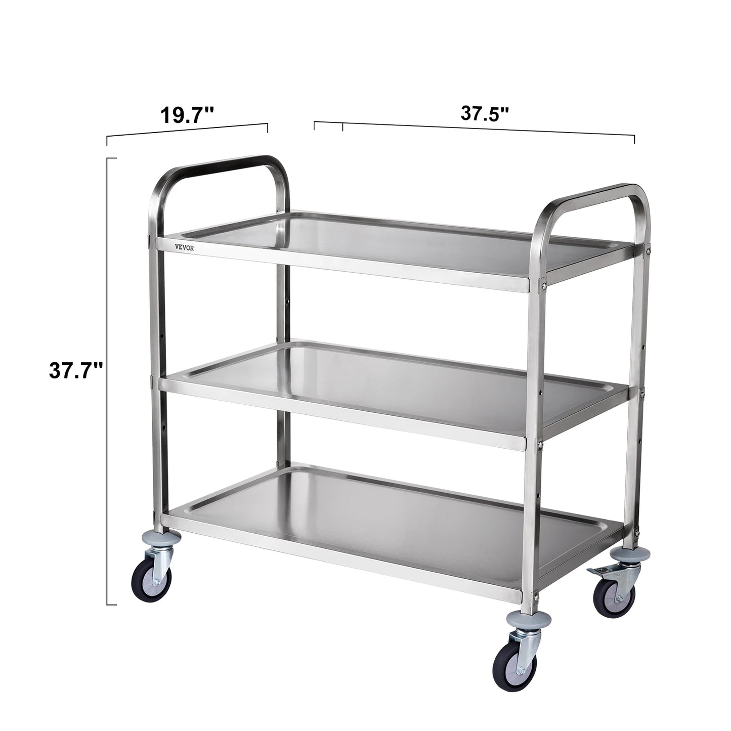 VEVOR Rolling Utility Cart 3-Tier Mobile Shelving Unit Organizer Service Cart on Wheels Metal Storage Trolley for Kitchen  Bar