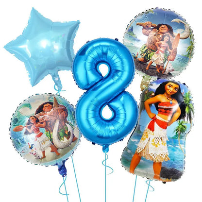 New Disney Moana Birthday Decoration Tableware Balloons Cups Plates Set Banner Vaiana Moana Theme Birthday Party Deco Supplies