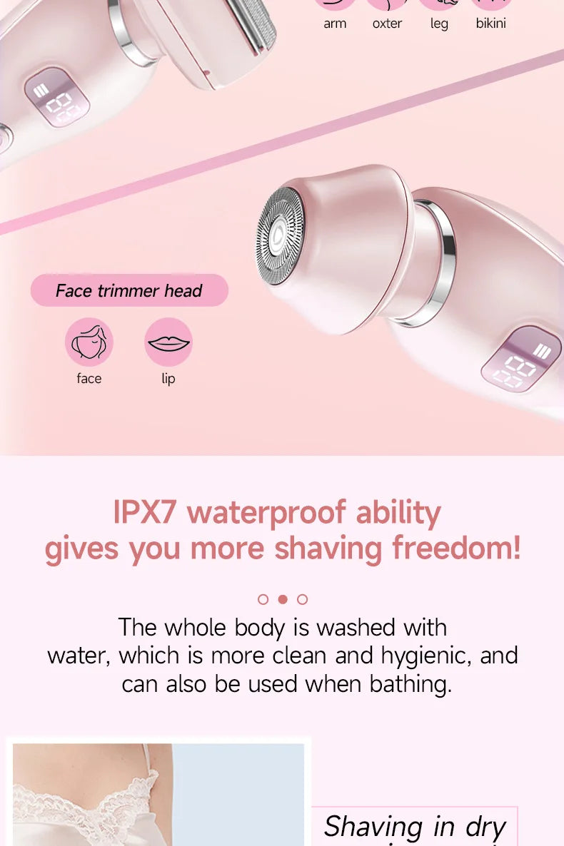 Electric Razors Shaver for Women, 2 in 1 Bikini Trimmer for Women, IPX7 Waterproof Pubic Hair Trimmer Women Wet & Dry Use