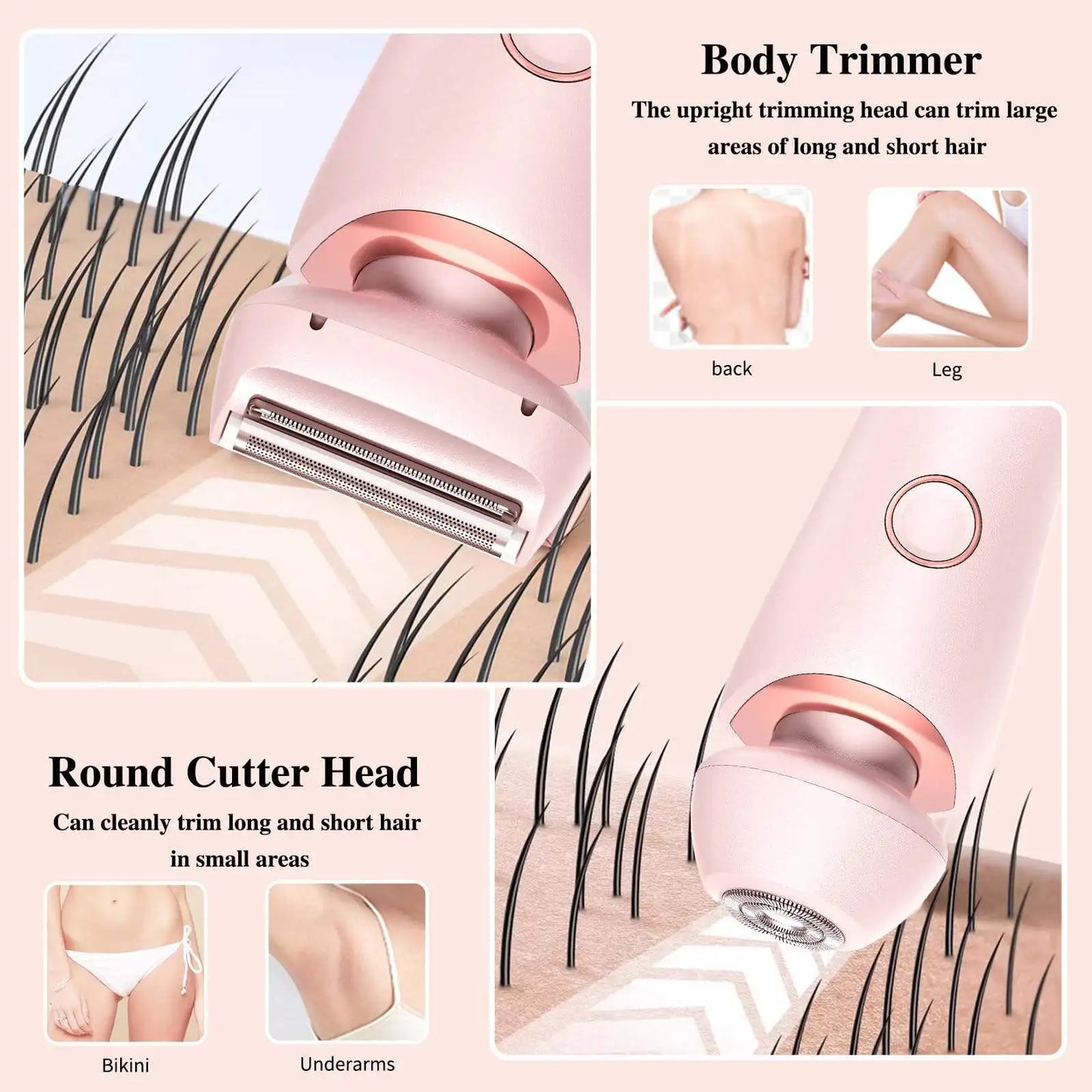 Electric Razors for Women 2 In 1 Bikini Trimmer Face Shavers Hair Removal for Underarms Legs Ladies Body Trimmer IPX7 Waterproof