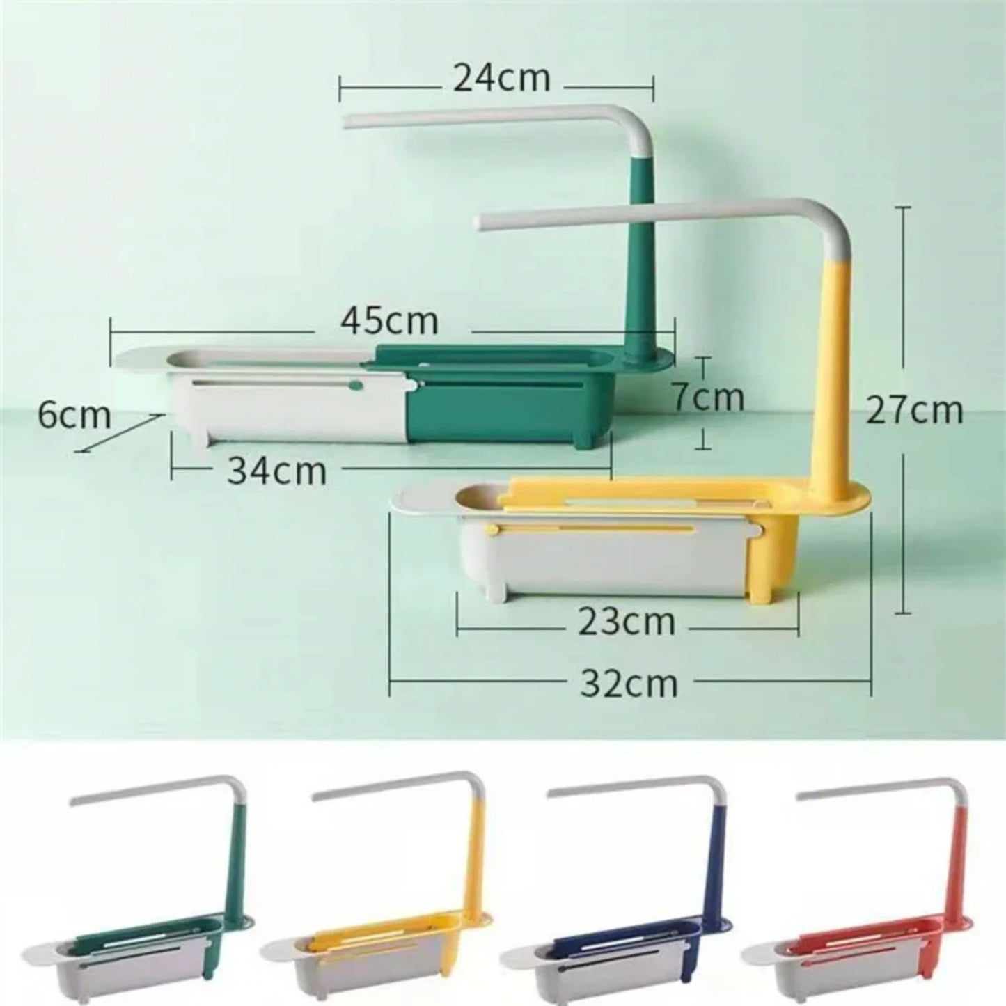 Adjustable Telescopic Sink Shelf Space-saving Kitchen Organizer Soap Sponge Holder Drain Rack Basket Gadgets Accessories Tool fo