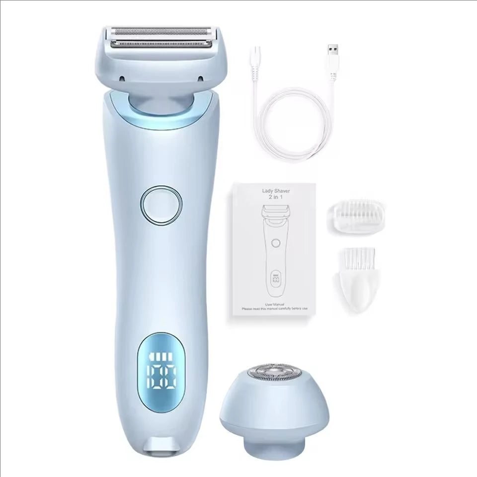 2-in-1 multi-purpose electric hair remover, portable body hair shaver for armpits, legs, bikini area, and private parts hairmer