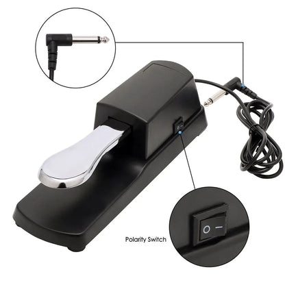 Universal Sustain Pedal Anti-Slip with Polarity Switch for MIDI Keyboard Synth Digital Pianos Electronic Drum Electric Piano