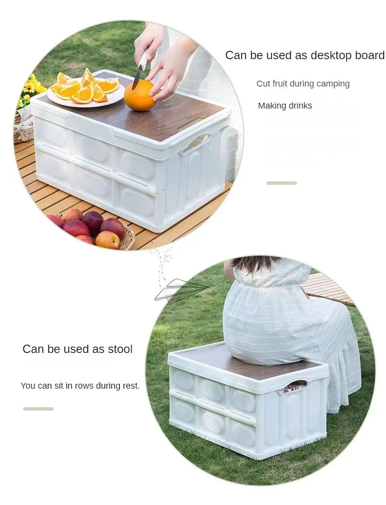 1 Outdoor Camping Storage Box With Handle, 15L Foldable Storage Box, Portable Camping And Picnic Storage Box, Car Luggage