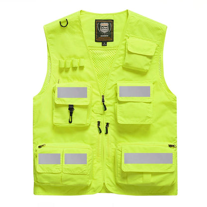 Reflective Vest Emergency Firefighter Volunteer Road Rescue Outdoor Breathable Mesh High Visibility Safety Waistcoat Workwear