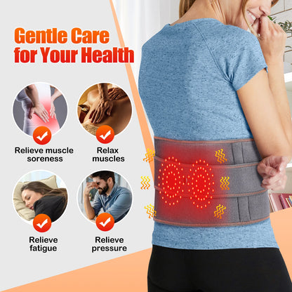 Electric Heating Belt Waist Massager Vibration Red Light Hot Compress Physiotherapy Lumbar Back Support Brace Pain Relief Tools