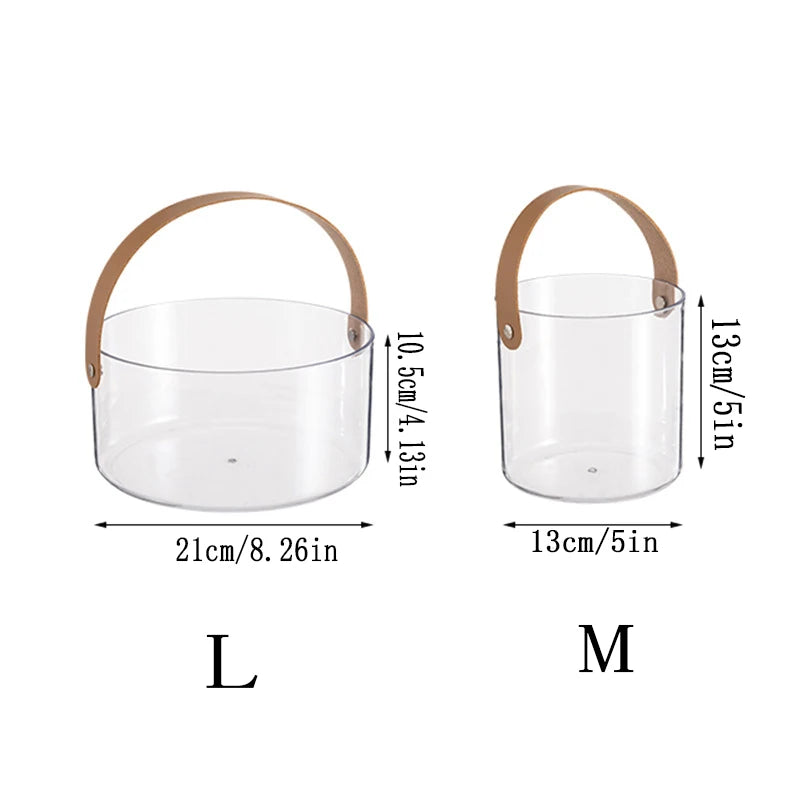 Transparent  Ice Bucket Desktop Storage Bucket Multifunctional Storage Box Creative Portable Basket Fruit Basket Pet Fruit Tray