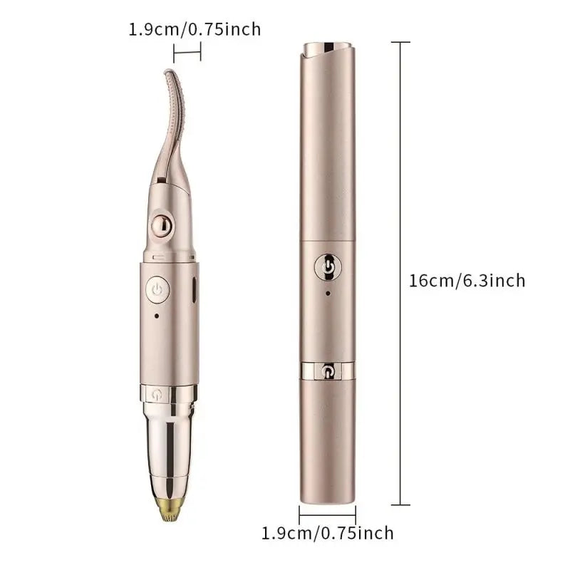 1 heating eyelash curler multifunctional 2-in-1 electric eyelash curler and trimmer, eyebrow shaver, ear and nose hair trimmer