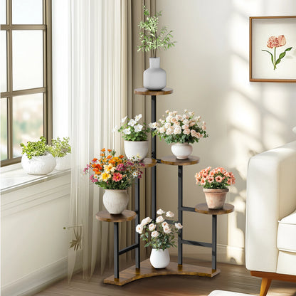 5 Tiered Tall Corner Plant Stand Multiple Potted Flower Holder Organizer Rack for Balcony Garden Planters