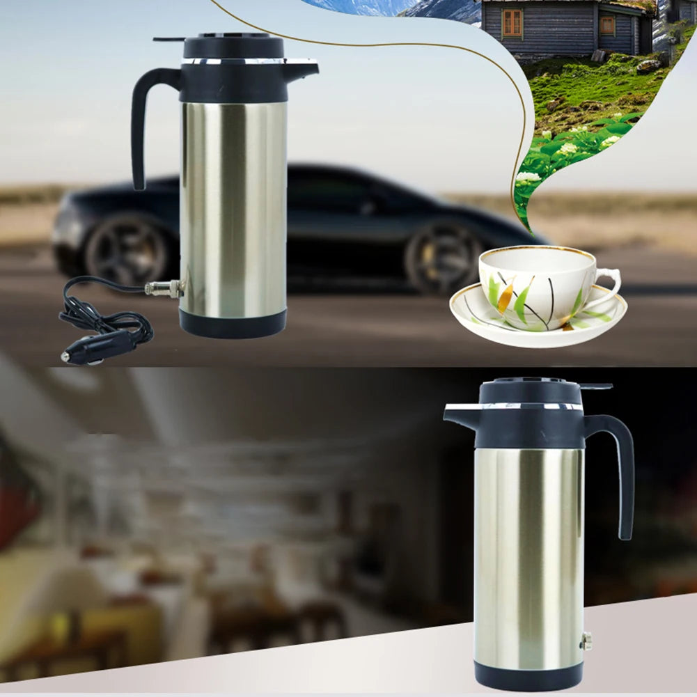 1200 ML Car Hot Kettle Portable Water Heater Leak-Proof Design 12/24 V Travel Electric Kettle Fast Boiling for Coffee Tea Drinks