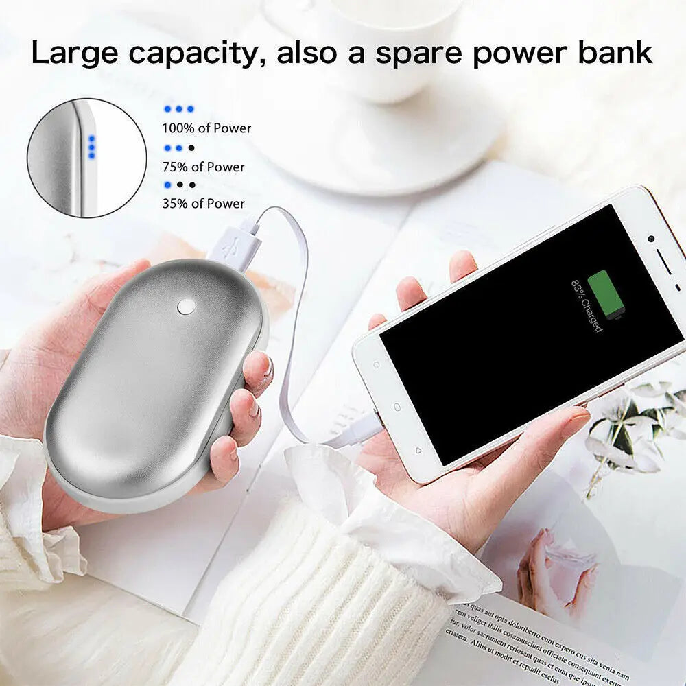 2 Pack Rechargeable Hand Warmers USB Power Bank Electric Pocket Heater Warmer UK