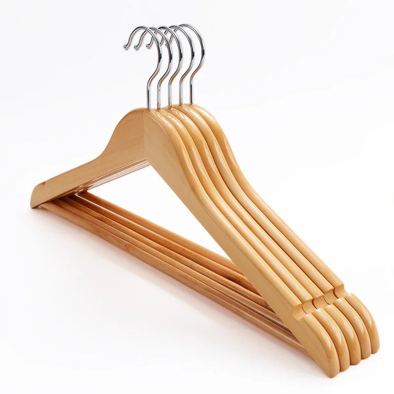 Premium Wooden Hangers Durable Non Slip Coat Hangers Heavy Duty Natural Solid Wood Hanger Clothes Storage Hangers Swivel Hooks