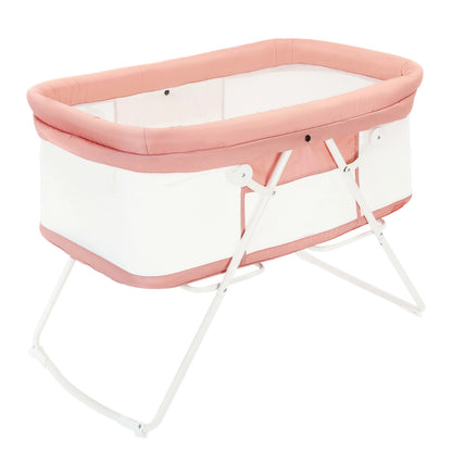 UBRAVOO Baby 2 in 1 Cribs and Cradles, Easy Folding Travel Cot with Mattress Multifunction Bedside Rocking for Newborn