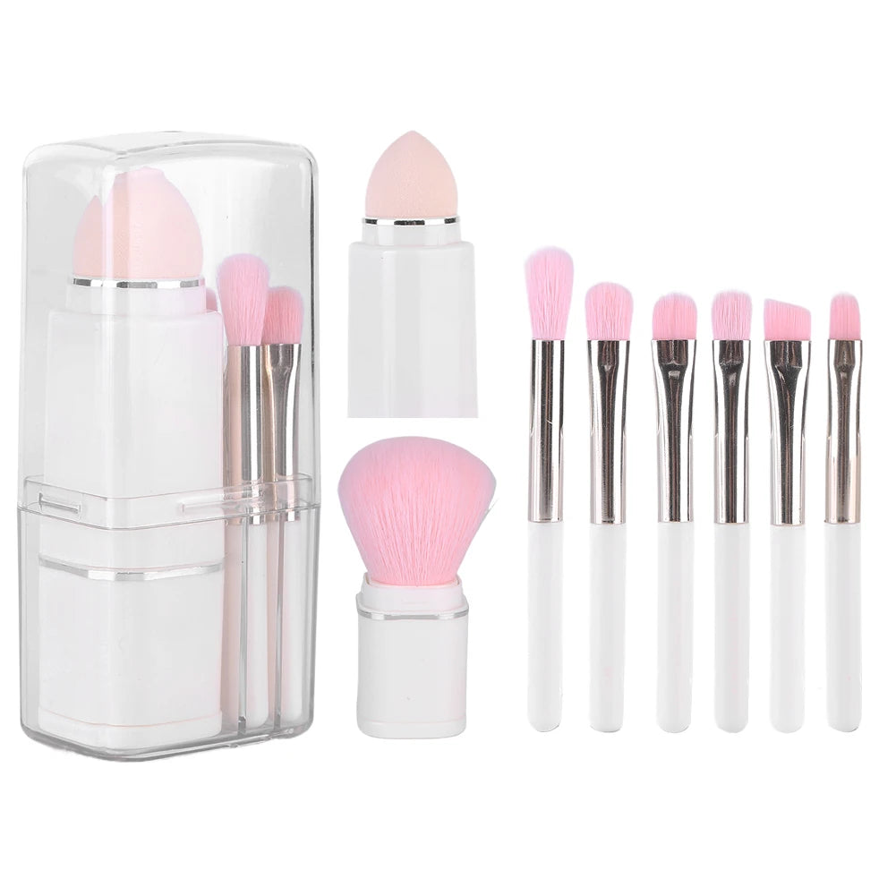 8Pcs Travel Makeup Brushes Set Powder Blush Concealer Brush Portable Nose Contour Brush Soft Bristles with Case for Women Makeup