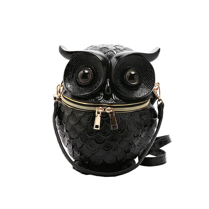 Women 3D Owl Shoulder Bag PU Leather Animal Shape Crossbody Bag Detachable Strap Simulated Owl Satchel Bag Girls Daily Bag