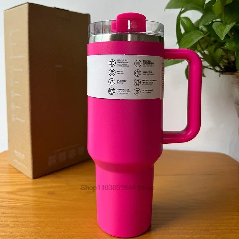 Tumbler Handle Lid Straw Thermos Cup Silicone Boot Stainless Steel Vacuum Insulated Iced Travel For StanIeys Coffee Mug