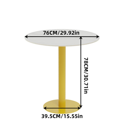 Round Cocktail Table with Metal Base, Cocktail Table, Sintered Stone Top, Kitchen and Dining Counter, 31 in Diameter