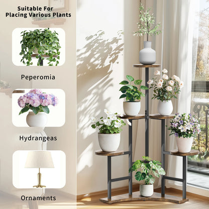 5 Tiered Tall Corner Plant Stand Multiple Potted Flower Holder Organizer Rack for Balcony Garden Planters